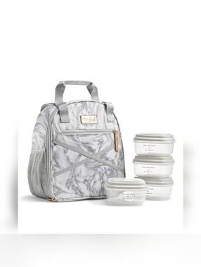 NWT Fit + Fresh Carlie Athleisure Lunch Bag with Containers - Grey Marble
